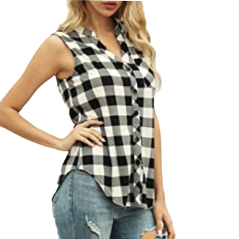 🪴2 For $20🪴Jachs Girlfriend Grunge Plaid Buttoned Tanktop